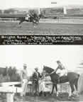Wantha Davis, riding Bright Eyes, won at Agua Caliente, with Buster Seeley on Tidy Step in second place, May 5, 1950. (418kb)