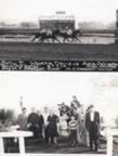 Wantha Davis wins the Beaux and Belles race at Agua Caliente. Her young son, Tad, is seen in the winner's circle
    wearing a striped shirt.  (30kb)